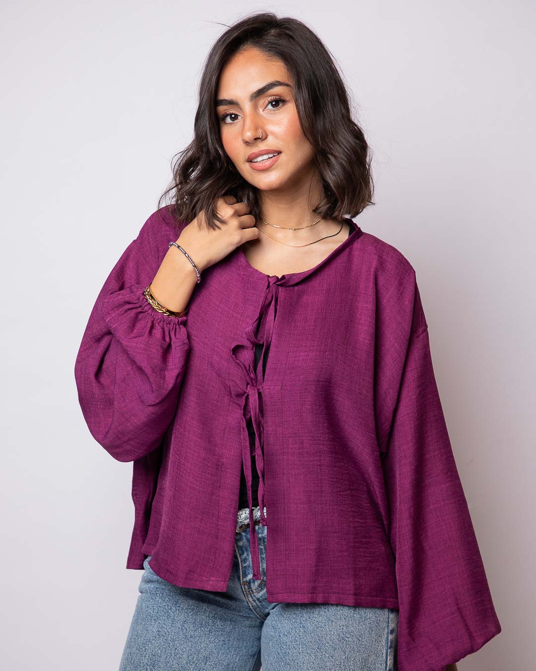 Mariam Cropped Linen Blouse