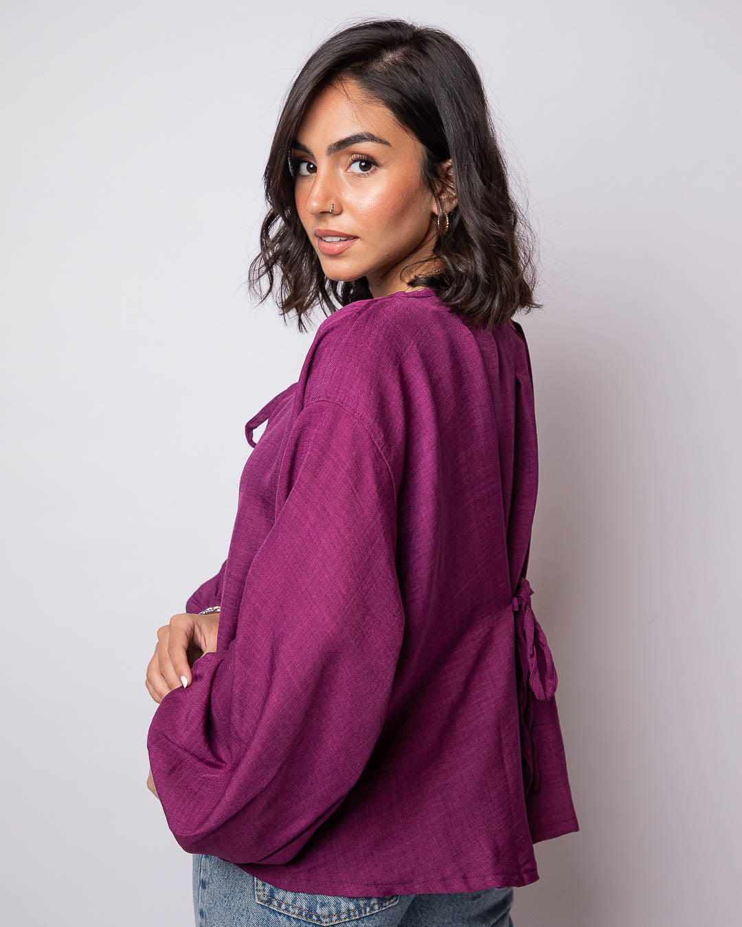 Mariam Cropped Linen Blouse