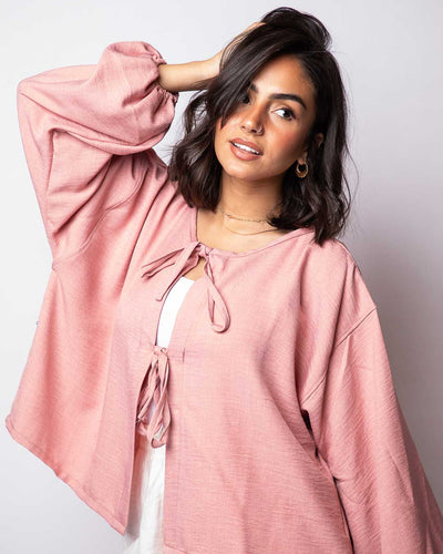 Mariam Cropped Linen Blouse