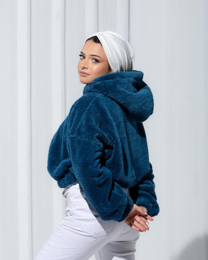 CROPPED FAUX FUR HOODIE House of Asma EG