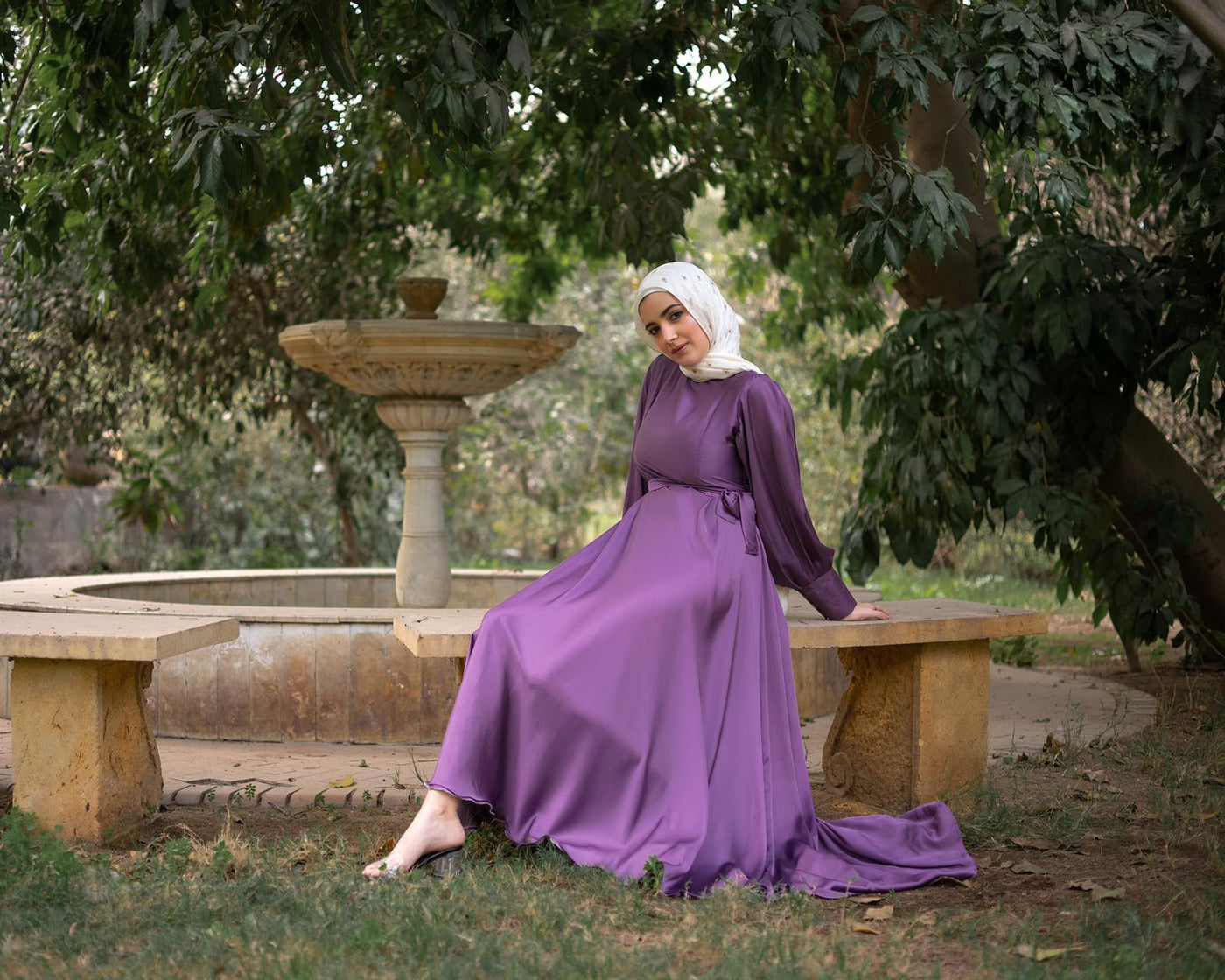 The Diva Silk Satin Dress in Lavender