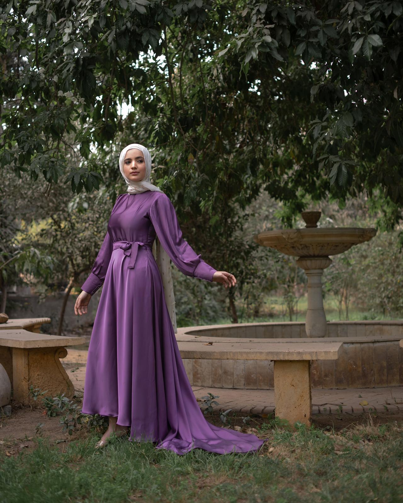 The Diva Silk Satin Dress in Lavender