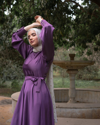 The Diva Silk Satin Dress in Lavender